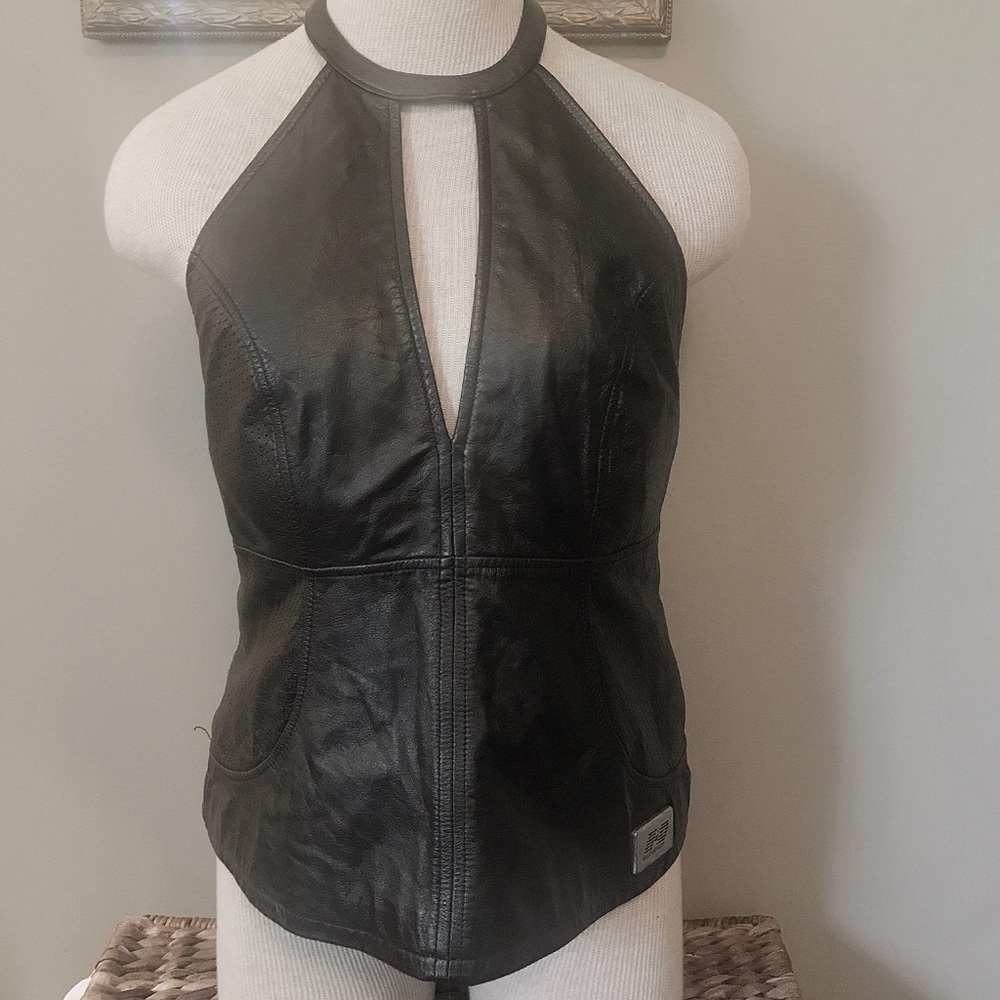 Harley-Davidson Black leather halter 🔥 🏍
